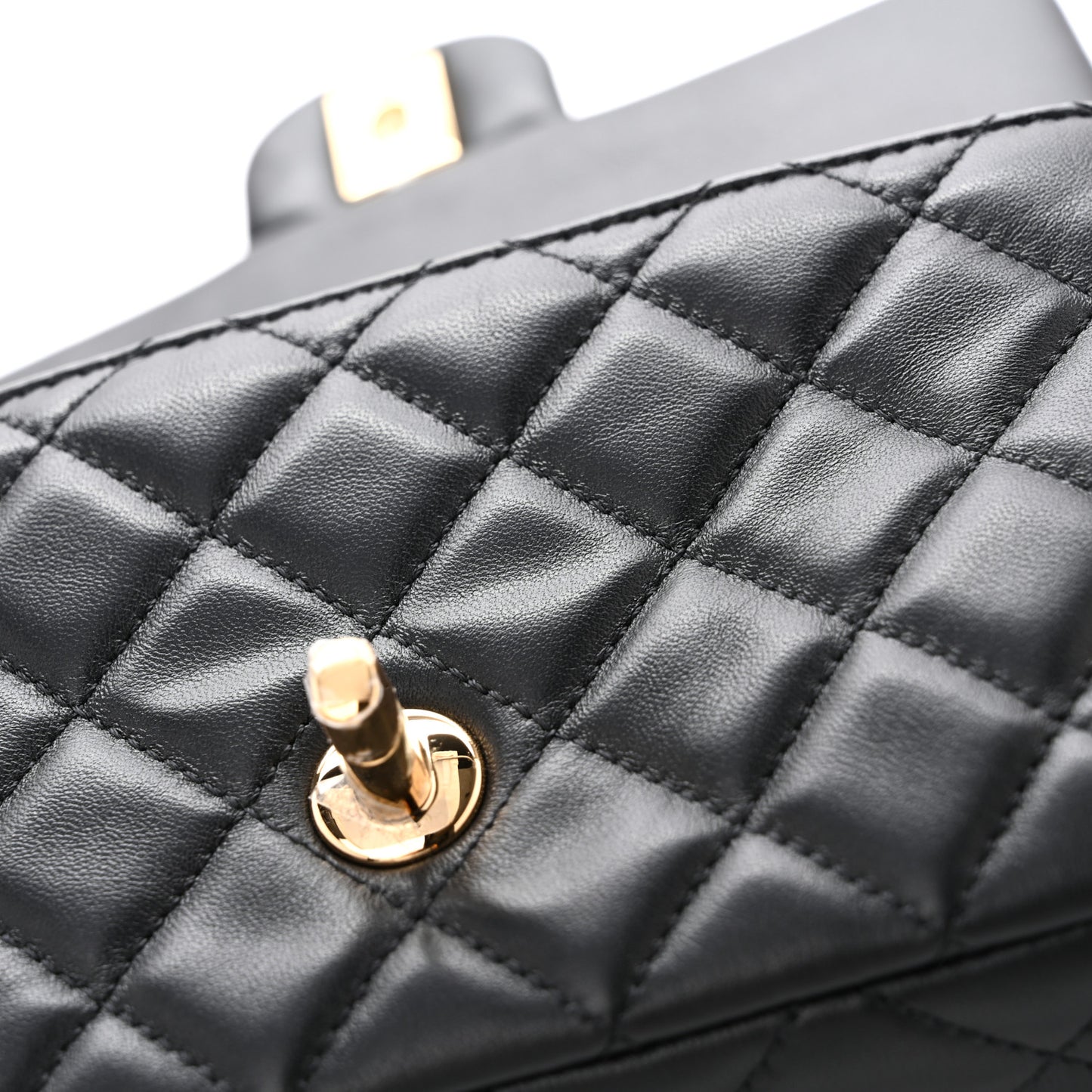 Lambskin Shearling Quilted Mini Squirrel Flap Black