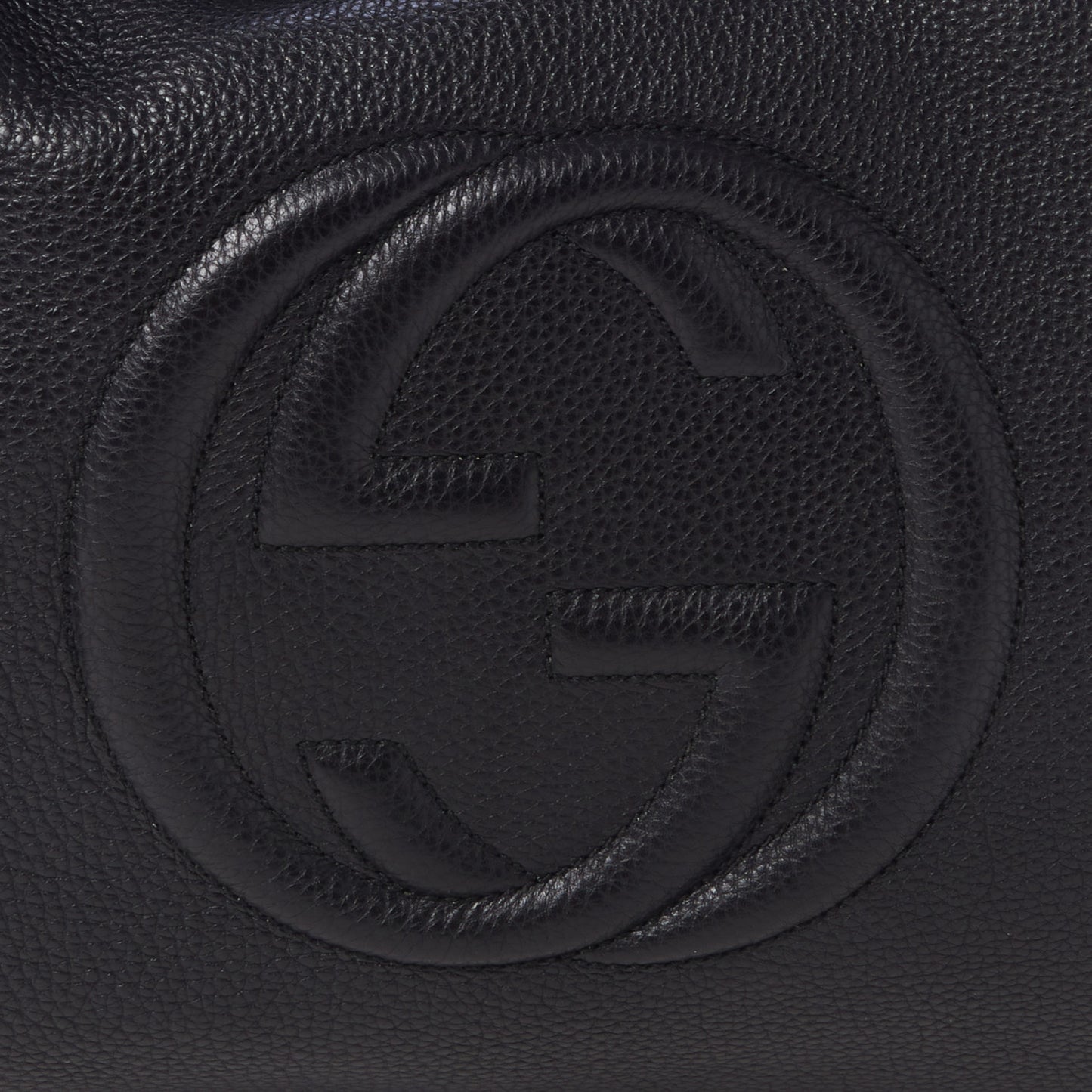 Pebbled Calfskin Large Soho Shoulder Bag Black