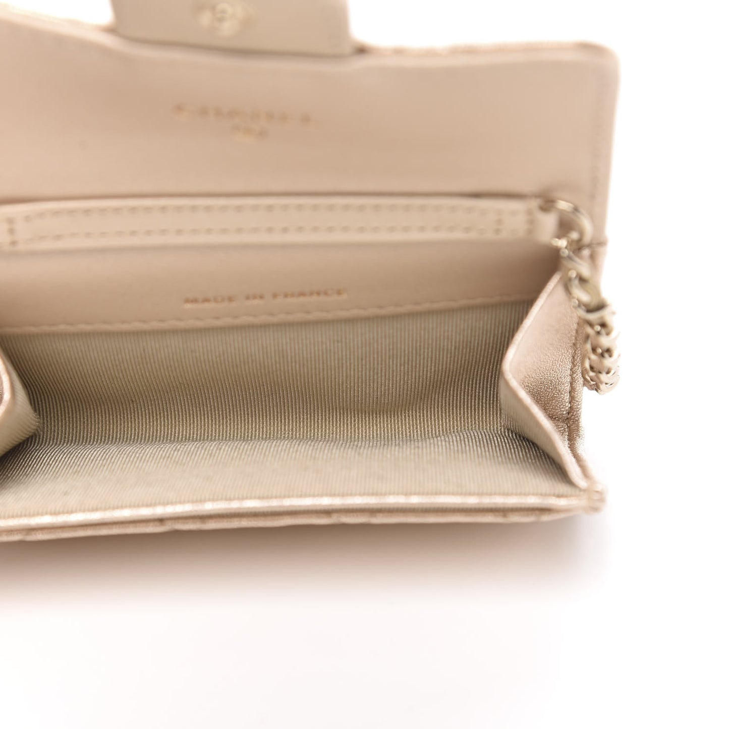 Metallic Lambskin Quilted Flap Chain Waist Bag Gold