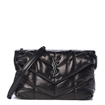 Saint Laurent Lambskin Quilted Small Loulou Puffer Monogram Chain Satchel Black 1 of 11
