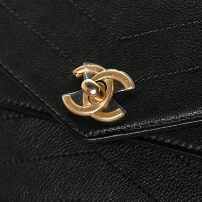 Chanel Calfskin Chevron Quilted Casual Trip Flap Black 11 of 11