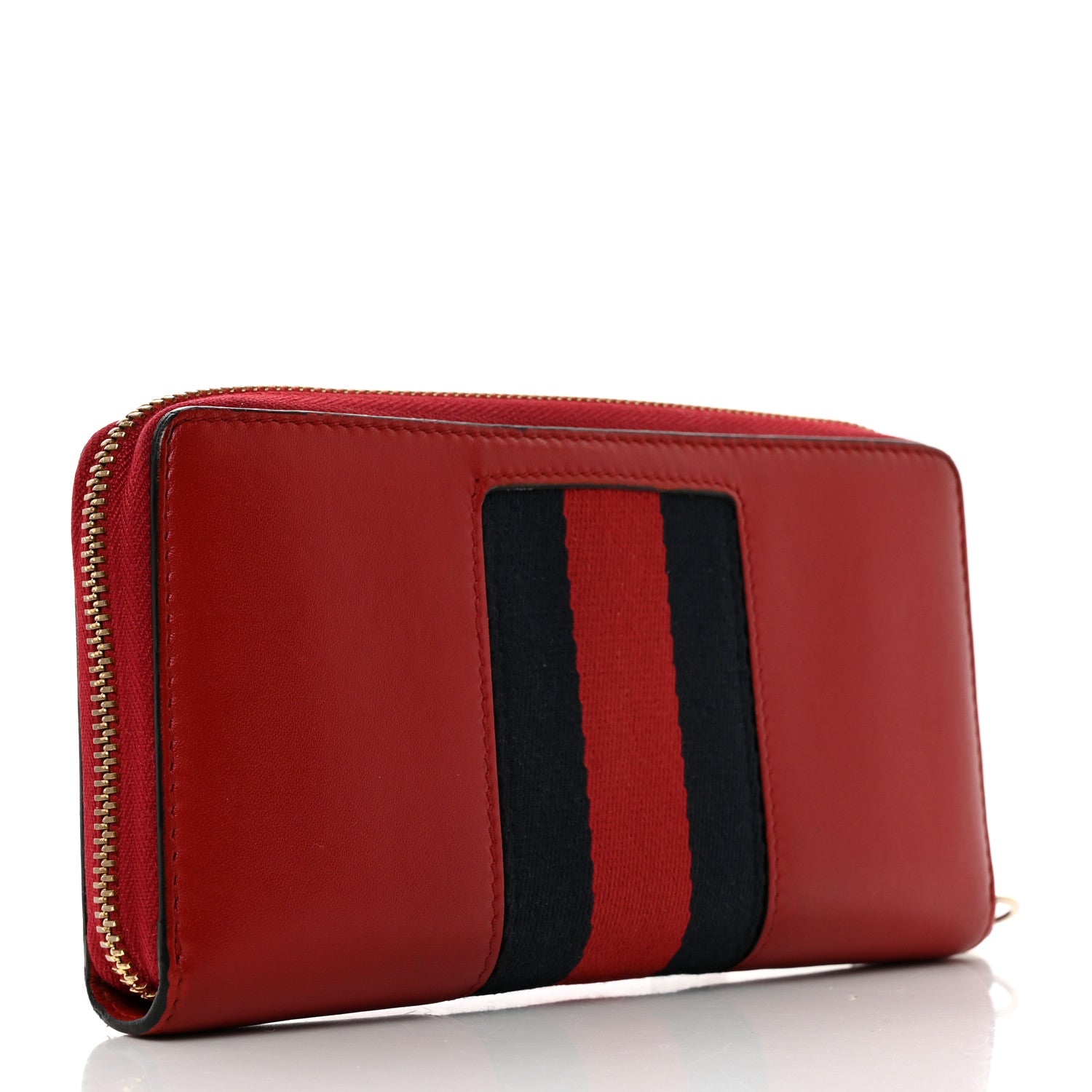 Gucci Calfskin Sylvie Zip Around Wallet Hibiscus Red 3 of 8