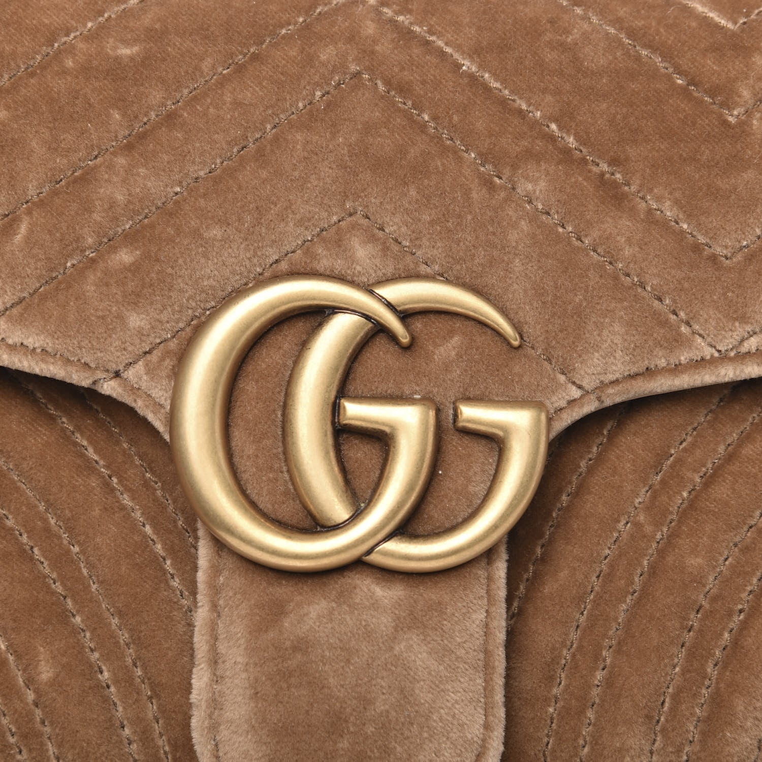 Gucci Velvet Matelasse Small GG Marmont Shoulder Bag Taupe 9 of 10