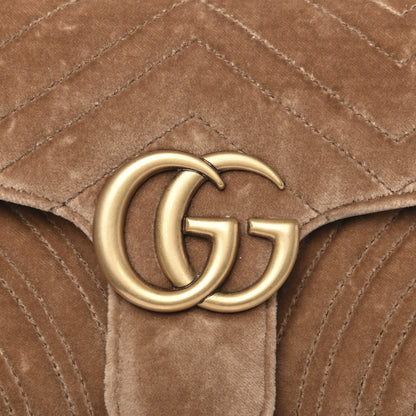 Gucci Velvet Matelasse Small GG Marmont Shoulder Bag Taupe 9 of 10