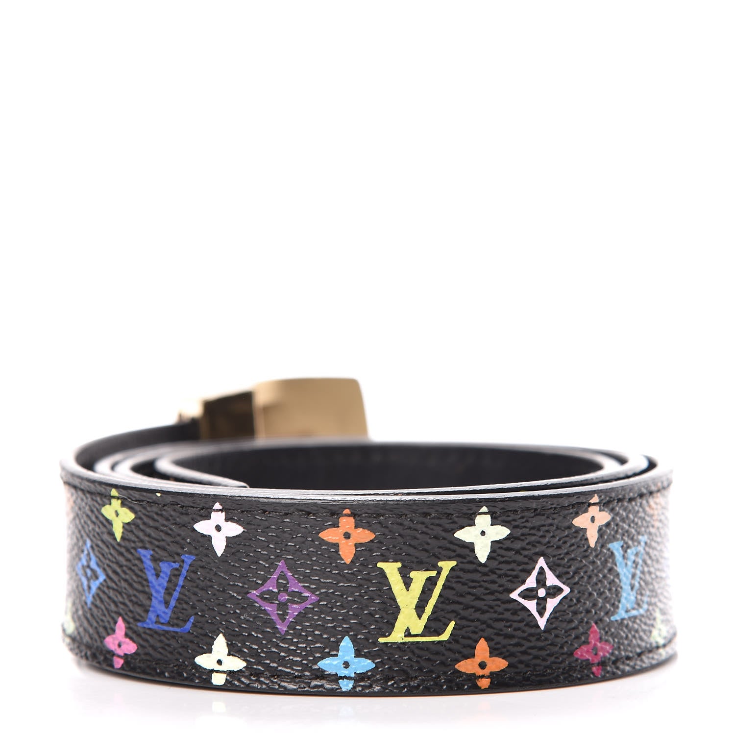 Louis Vuitton Monogram Multicolor LV Cut Reversible Belt 80 32 Black 3 of 7
