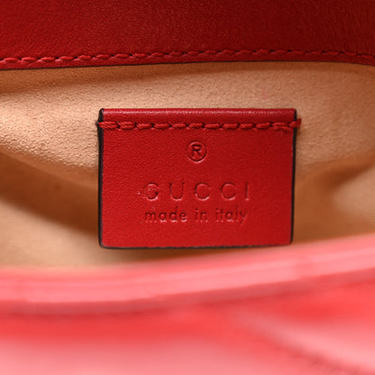 Gucci Calfskin Matelasse Super Mini GG Marmont Shoulder Bag Hibiscus Red 6 of 10