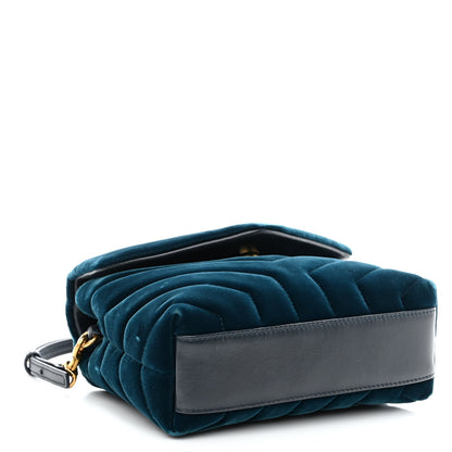 Saint Laurent Velvet Y Quilted Monogram Toy Loulou Chain Satchel Dark Ottanio 4 of 10