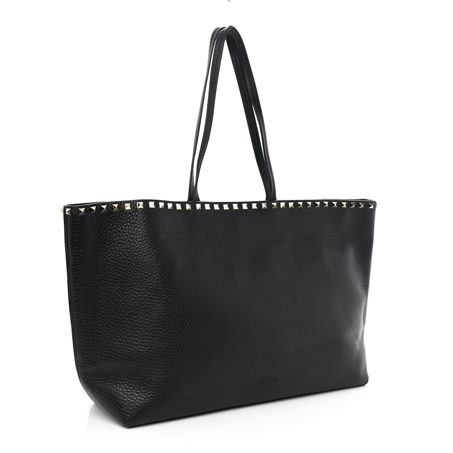 Valentino Garavani Grained Calfskin Rockstud Shoulder Tote Black 3 of 9
