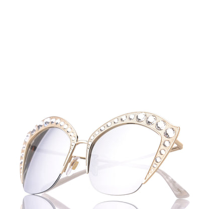 Gucci Metal Crystal Cat Eye Sunglasses GG00114S Gold 9 of 10