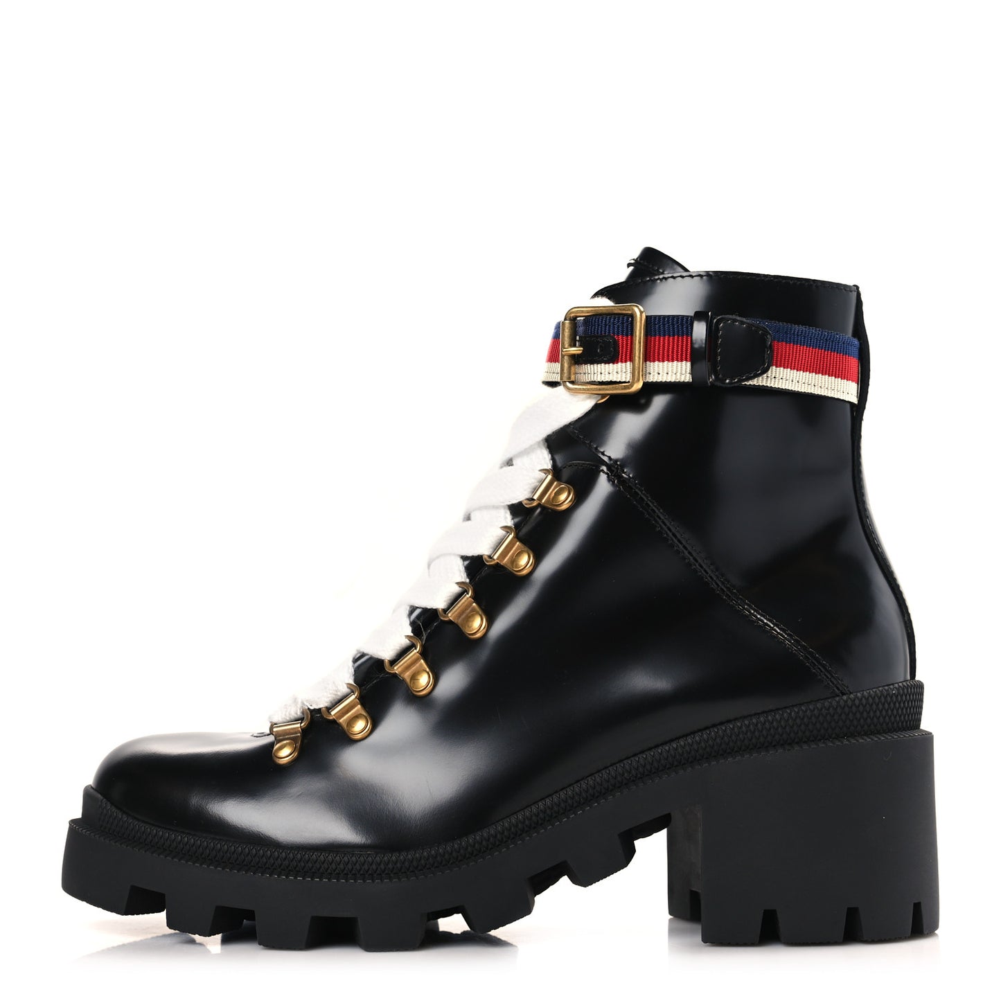 Calfskin Sylvie Web Womens Lace Up Combat Boots 39 Black