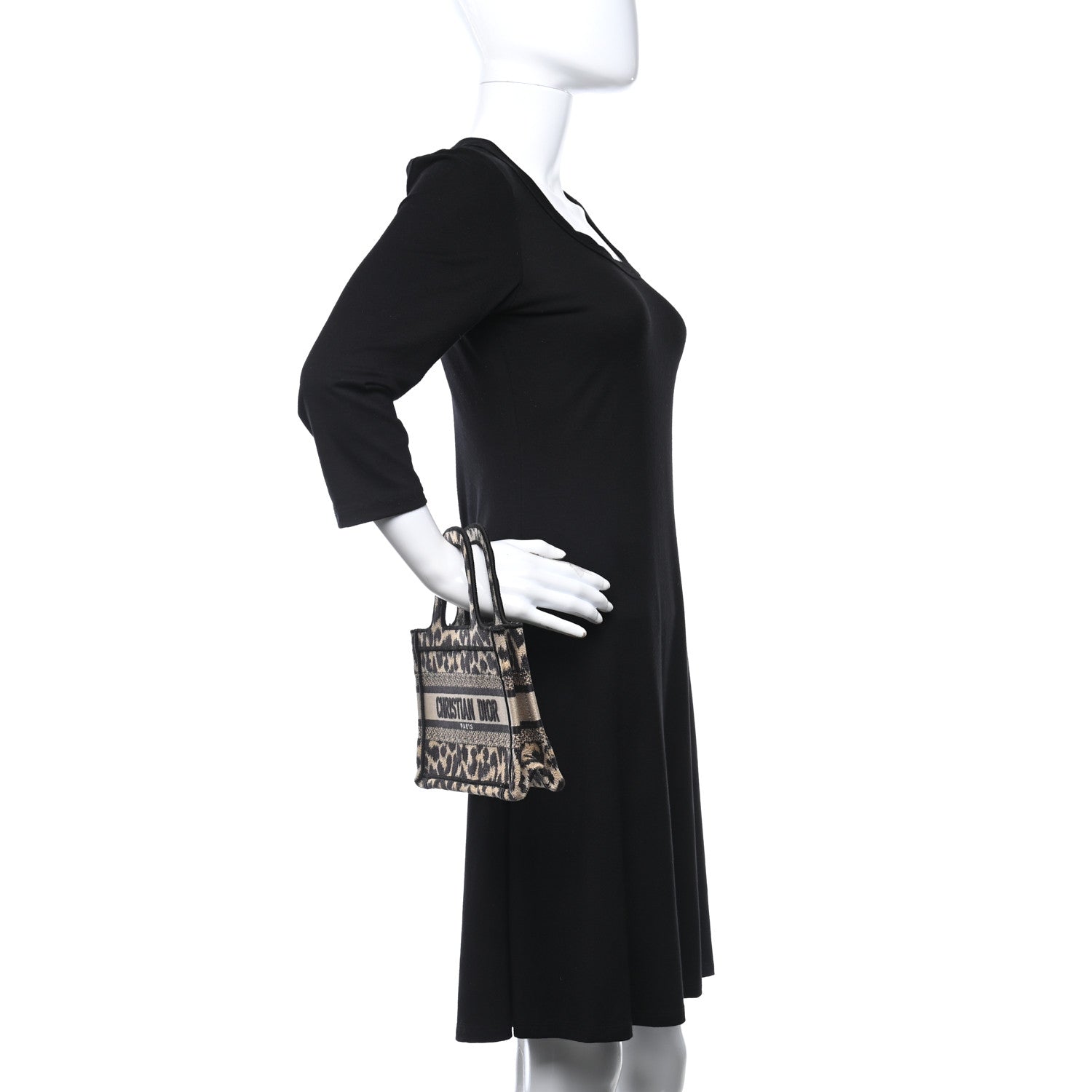 Christian Dior Canvas Mizza Embroidered Mini Leopard Book Tote Beige 2 of 9