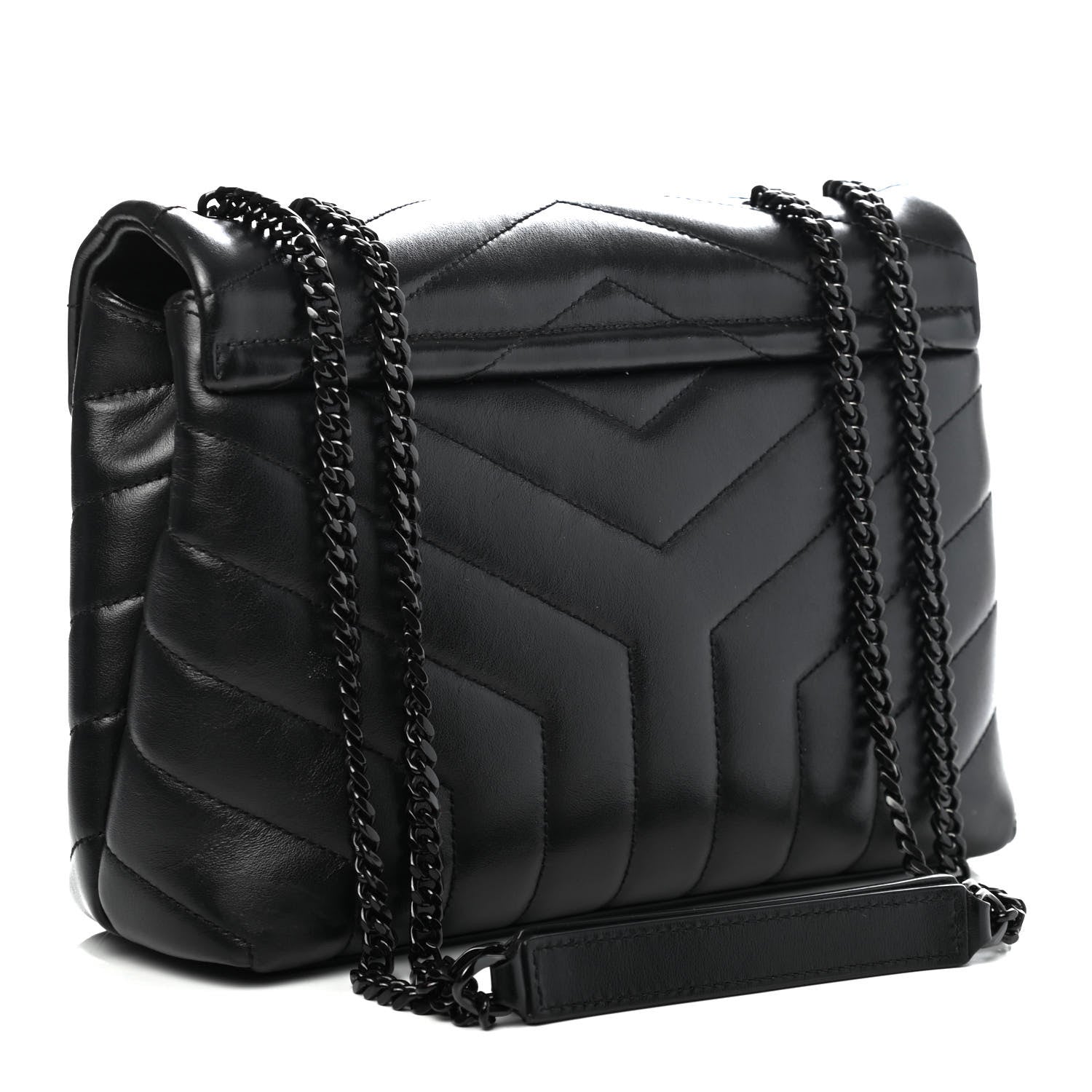 Saint Laurent Calfskin Y Quilted Monogram Small Loulou Chain Satchel Black 2 of 4