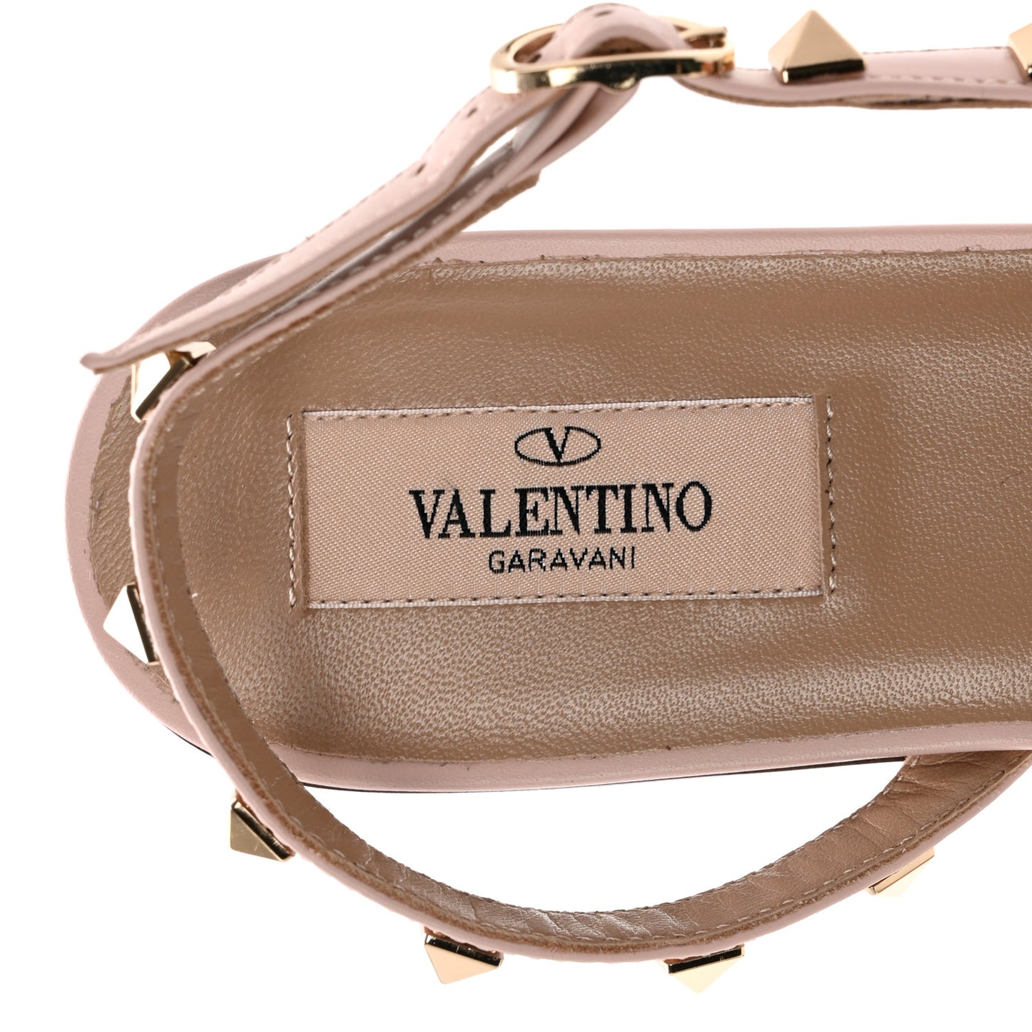 Pebbled Calfskin Rockstud Slingback Flats 39 Rose Quartz