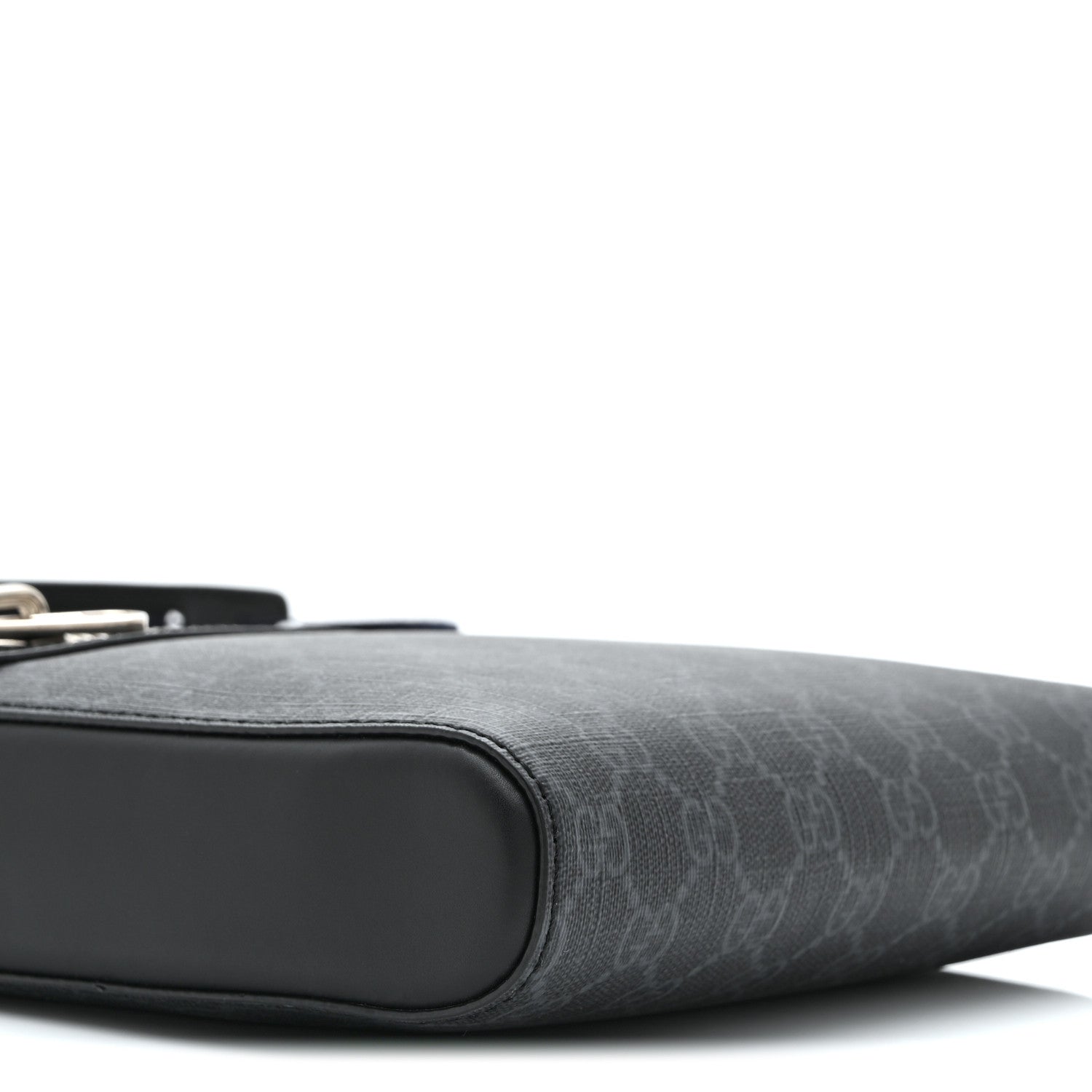 Gucci GG Supreme Monogram Web Small Flat Messenger Bag Black Grey 9 of 10