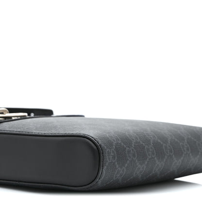 Gucci GG Supreme Monogram Web Small Flat Messenger Bag Black Grey 9 of 10