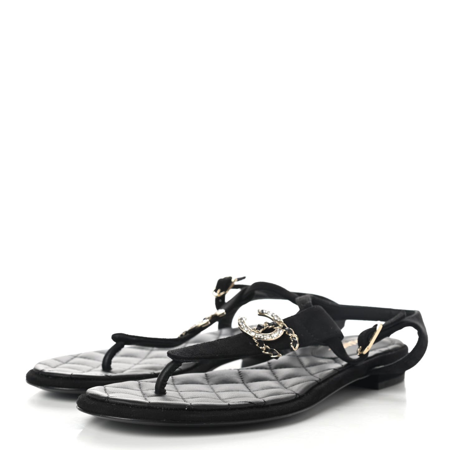 Suede CC Thong Sandals 38 Black