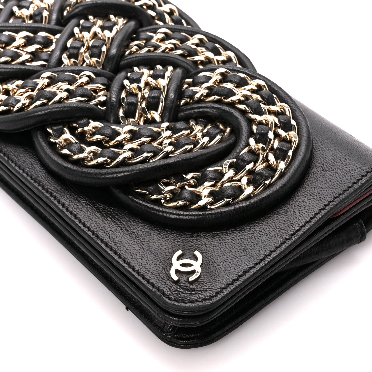 Chanel Lambskin Gold Chain Knot Clutch Black 10 of 11