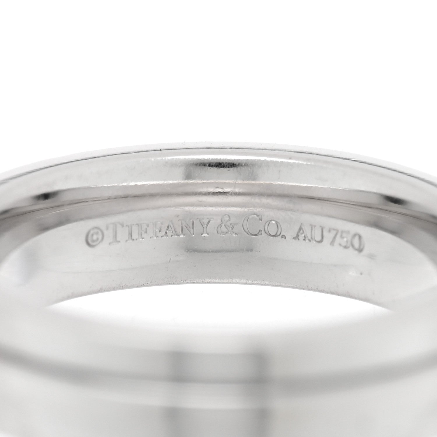 Tiffany 18K White Gold Narrow T Two Ring 46 3.75 4 of 5