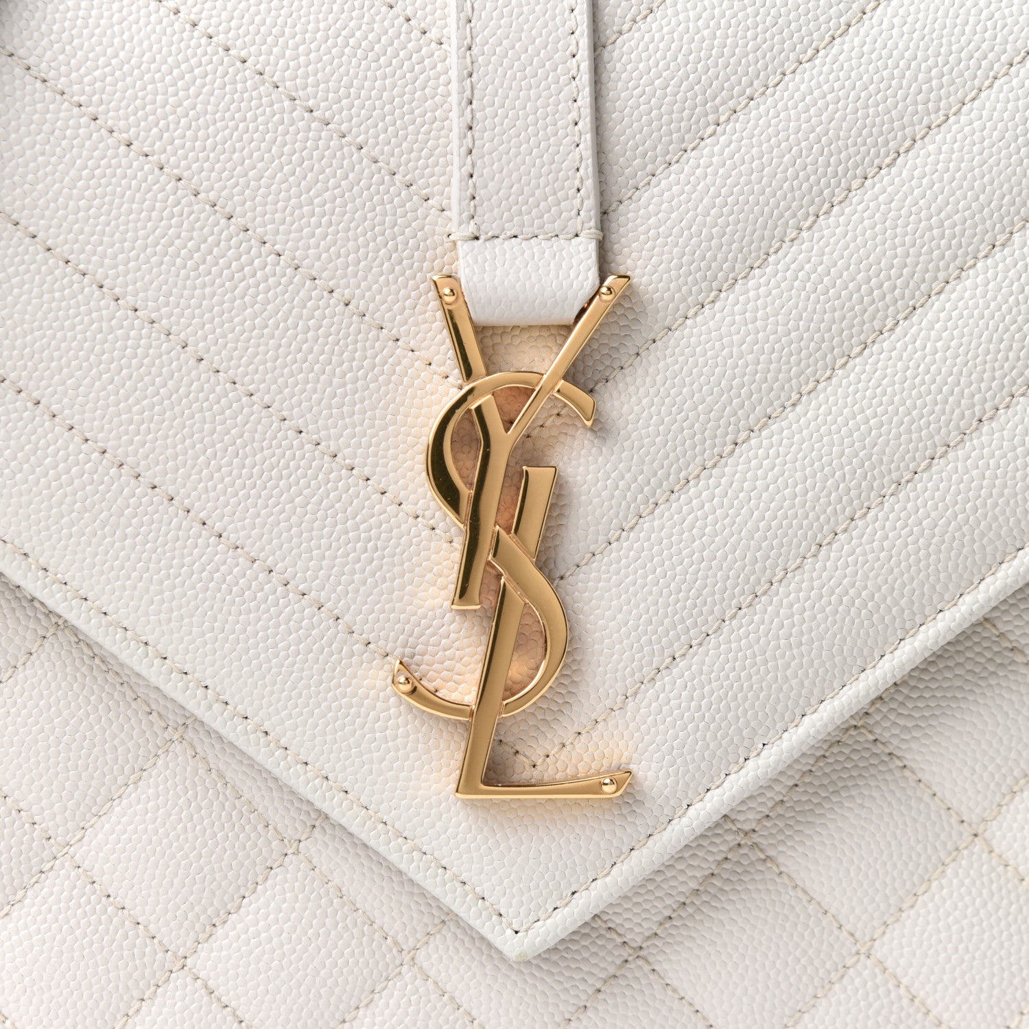 Saint Laurent Grain De Poudre Textured Mixed Matelasse Medium Triquilt Monogram Satchel Crema Soft 9 of 12