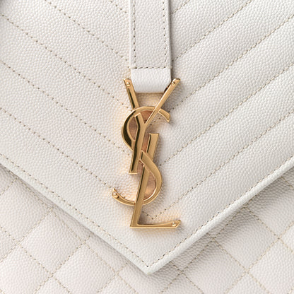 Saint Laurent Grain De Poudre Textured Mixed Matelasse Medium Triquilt Monogram Satchel Crema Soft 9 of 12