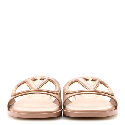 Valentino Garavani Calfskin Vlogo Flat Slide Sandals 40 Rose Canelle 3 of 10