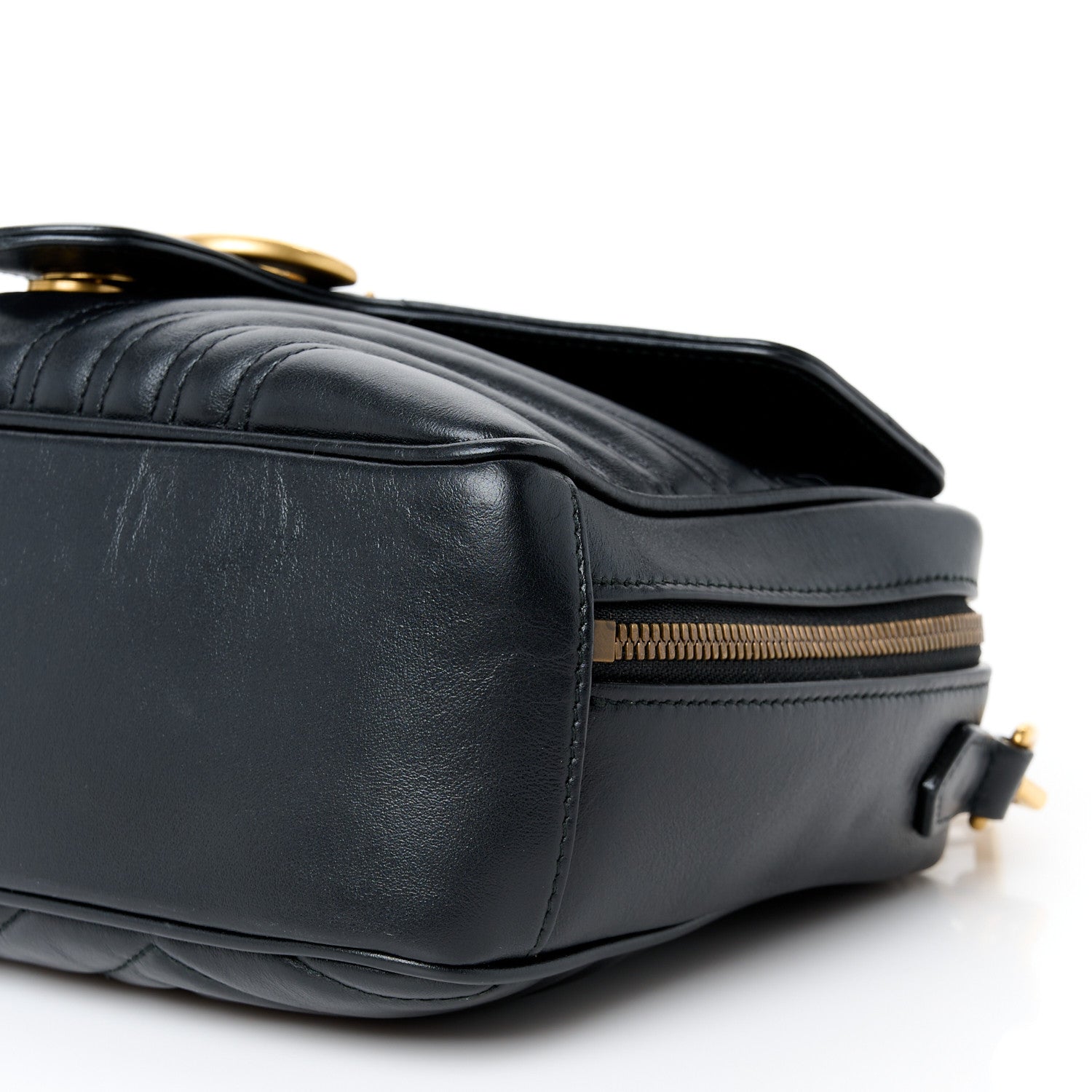 Gucci Calfskin Matelasse Sylvie Web Small GG Marmont Top Handle Shoulder Bag Black 11 of 11