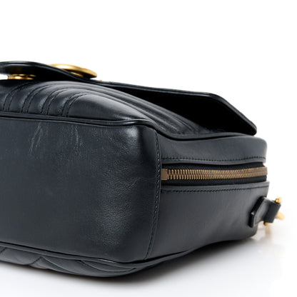 Gucci Calfskin Matelasse Sylvie Web Small GG Marmont Top Handle Shoulder Bag Black 11 of 11