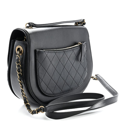 Chanel Shiny Calfskin Goatskin Quilted Medium Coco Curve Messenger Flap Black 3 of 10