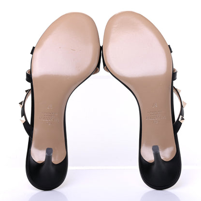 Valentino Garavani Calfskin Rockstud 60mm Slide Sandals 37 Black 6 of 10