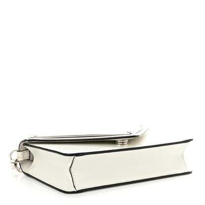 Prada Spazzolato Triangle Logo Plate Flap Chain Crossbody Bag White 4 of 10