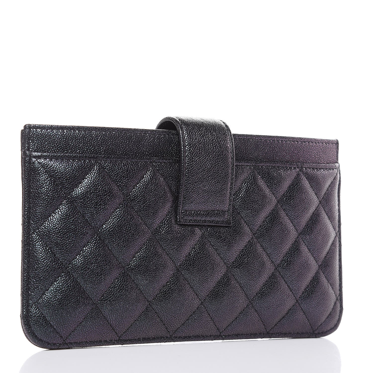 Chanel Iridescent Caviar Quilted Classic Strap Pouch Black 3 of 10