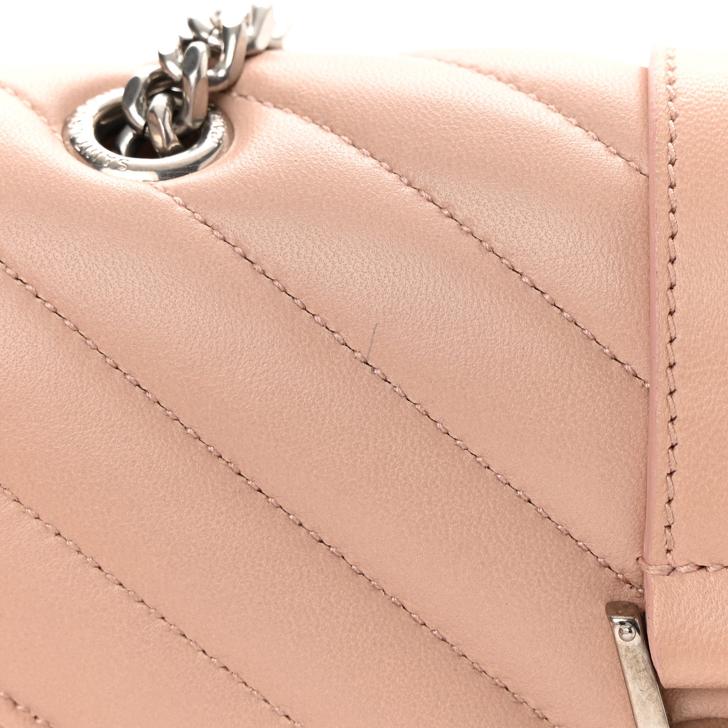 Calfskin Matelasse Chevron Monogram Classic Baby Chain Bag Pale Pink