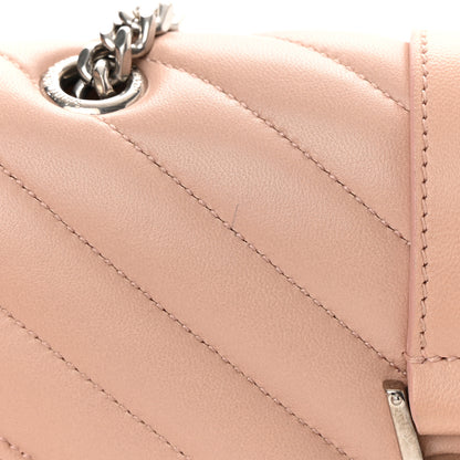 Saint Laurent Calfskin Matelasse Chevron Monogram Classic Baby Chain Bag Pale Pink 11 of 12