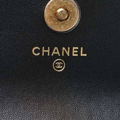 Chanel Lambskin Quilted CC Pearl Crush Card Holder With Chain Black 6 of 11