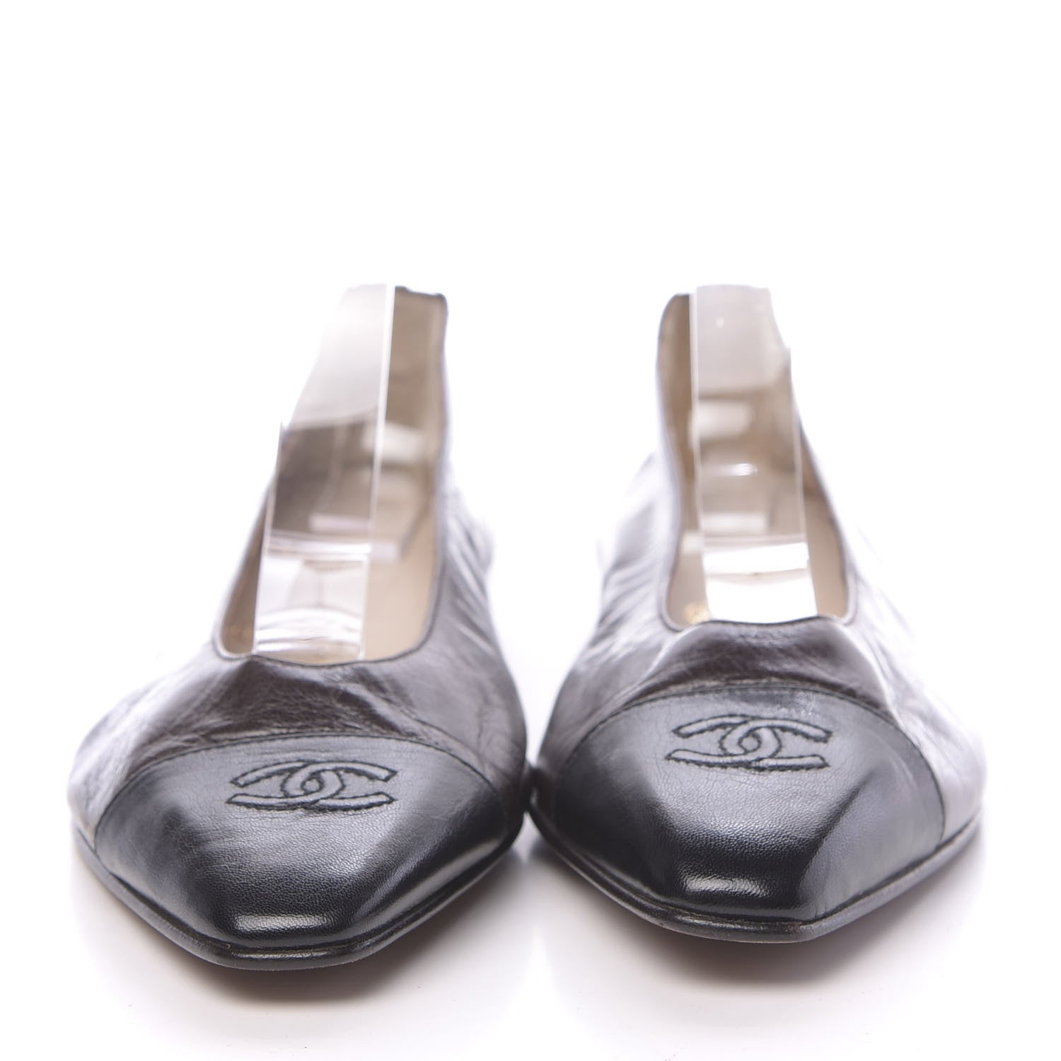Chanel Lambskin CC Cap Toe Ballerina Flats 10 Brown Black 2 of 9