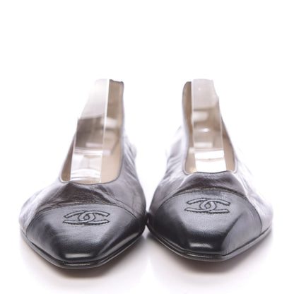 Chanel Lambskin CC Cap Toe Ballerina Flats 10 Brown Black 2 of 9