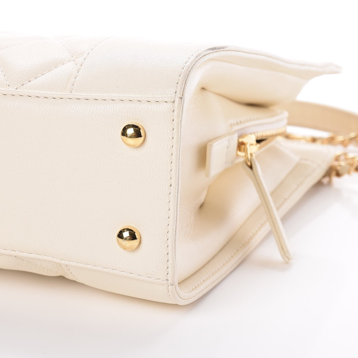 Chanel Sheepskin Quilted Mademoiselle Vintage Shopping Tote White 9 of 11