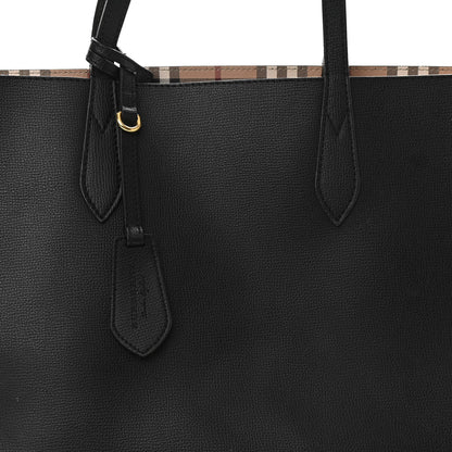 Burberry Grainy Calfskin Haymarket Check Medium Reversible Tote Black 8 of 22