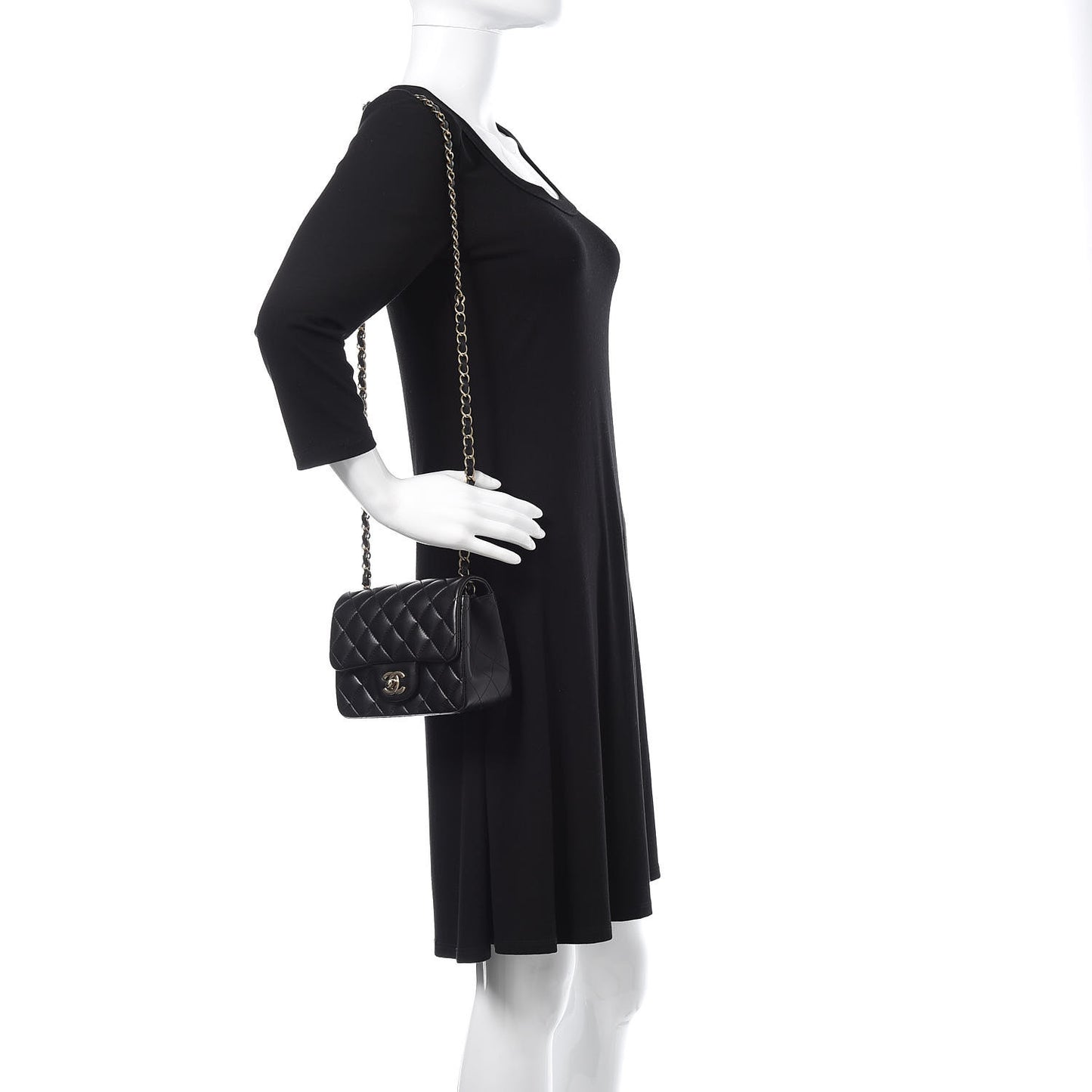 Lambskin Quilted Mini Square Flap Black