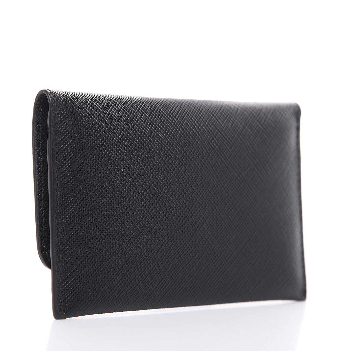 Saffiano Metal Flap Card Holder Black