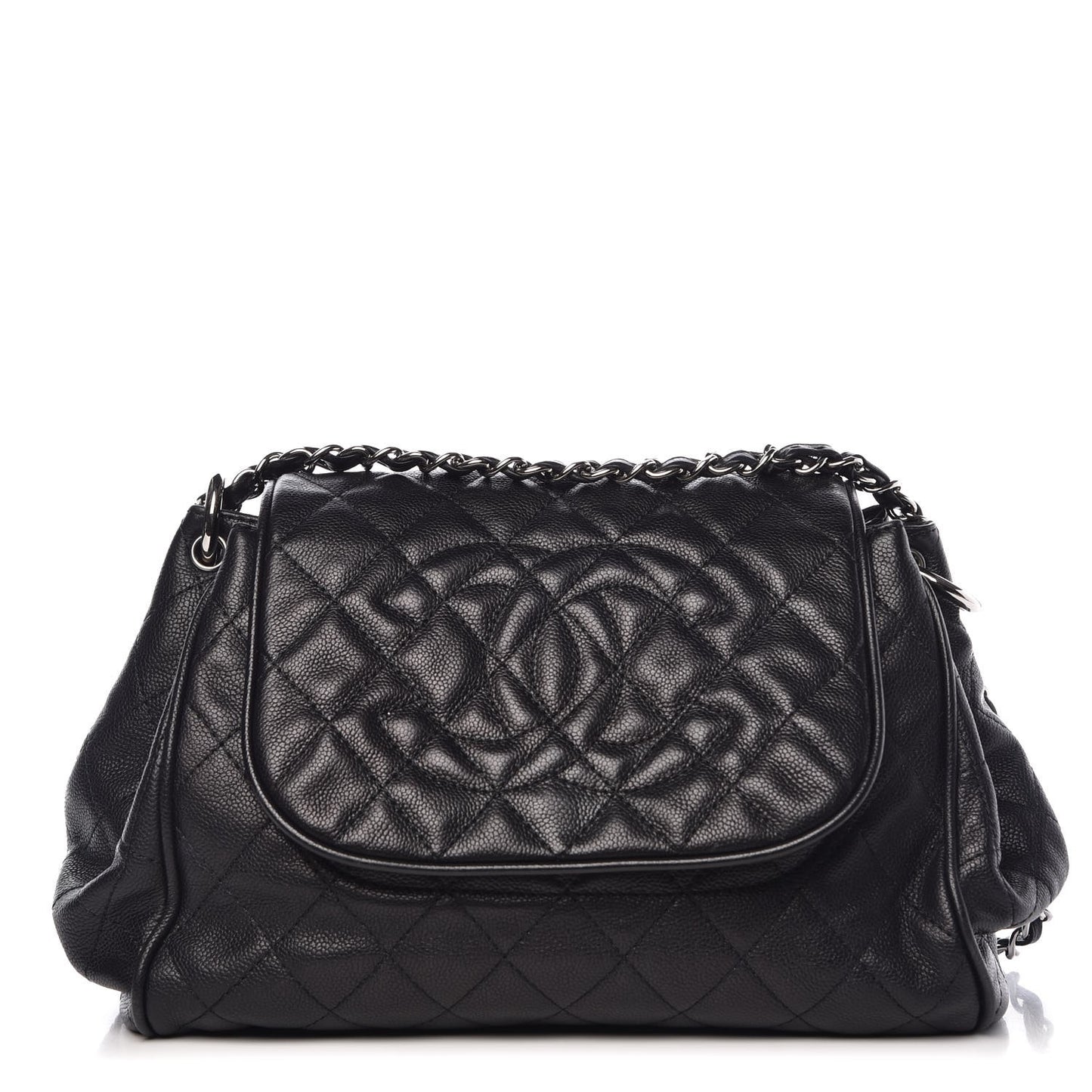 Caviar Quilted Timeless Accordion Flap Black