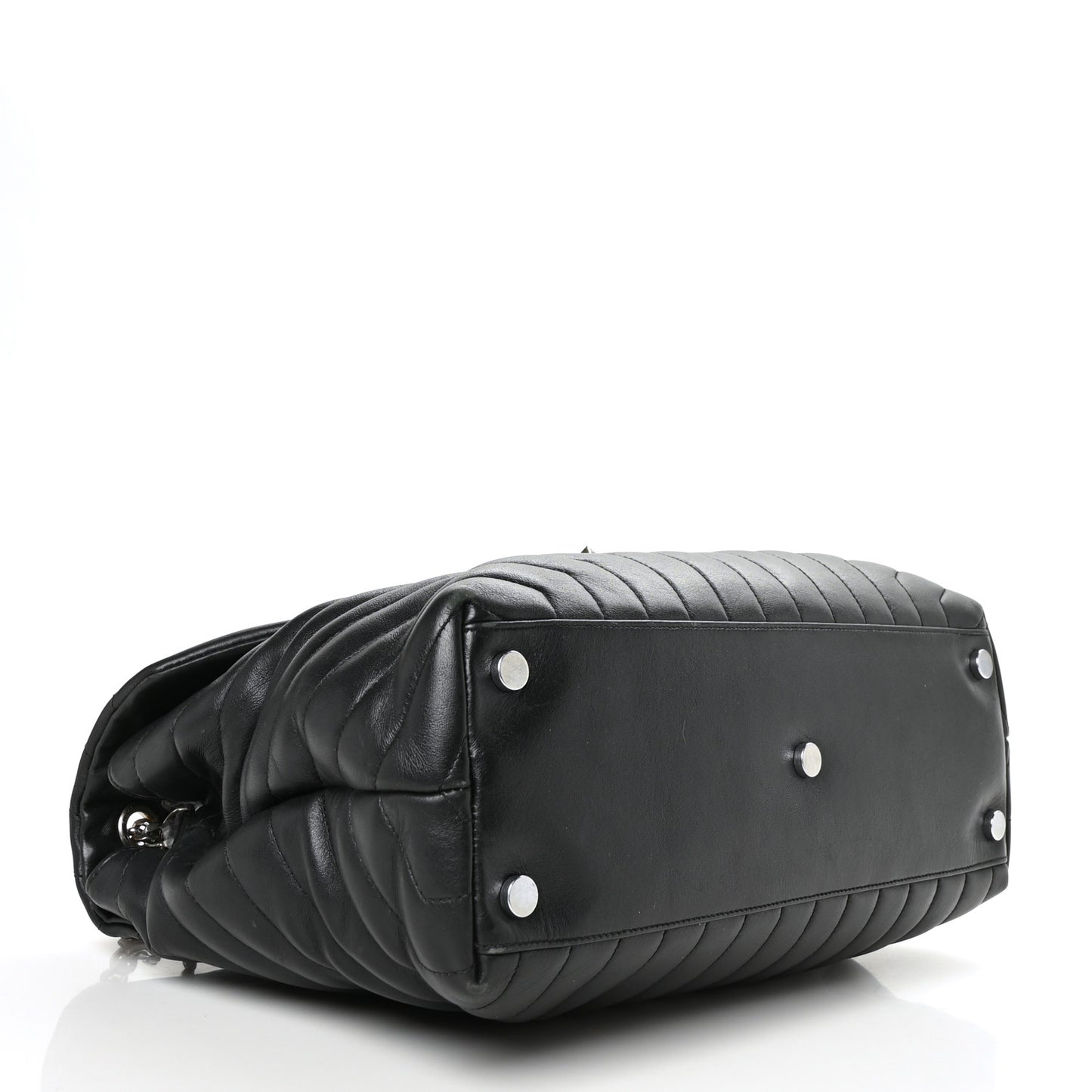 Calfskin Y Quilted Monogram Large Loulou Chain Satchel Black