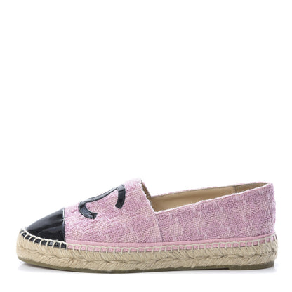 Chanel Tweed Patent CC Espadrilles 38 Pink Black 1 of 10