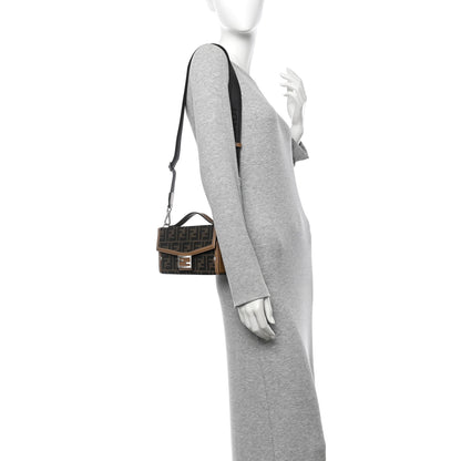 Fendi Recycled Fabric Jacquard Vitello King FF 1974 Baguette Soft Trunk Phone Pouch Tobacco Moro Sand 2 of 13