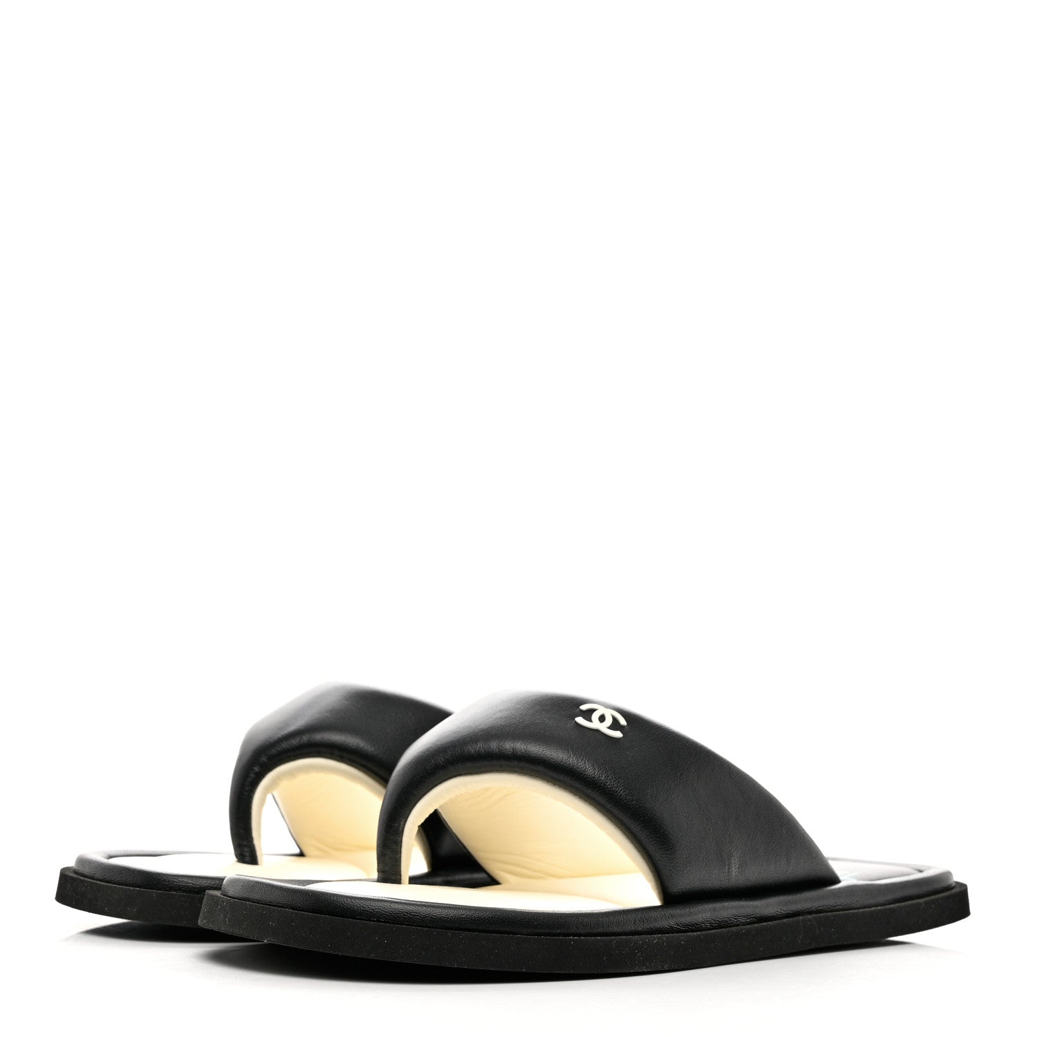 Chanel Lambskin Padded Pool Thong Sandals 40 Black 3 of 10