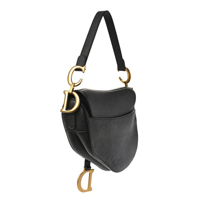 Christian Dior Grained Calfskin Saddle Bag Black 2 of 9