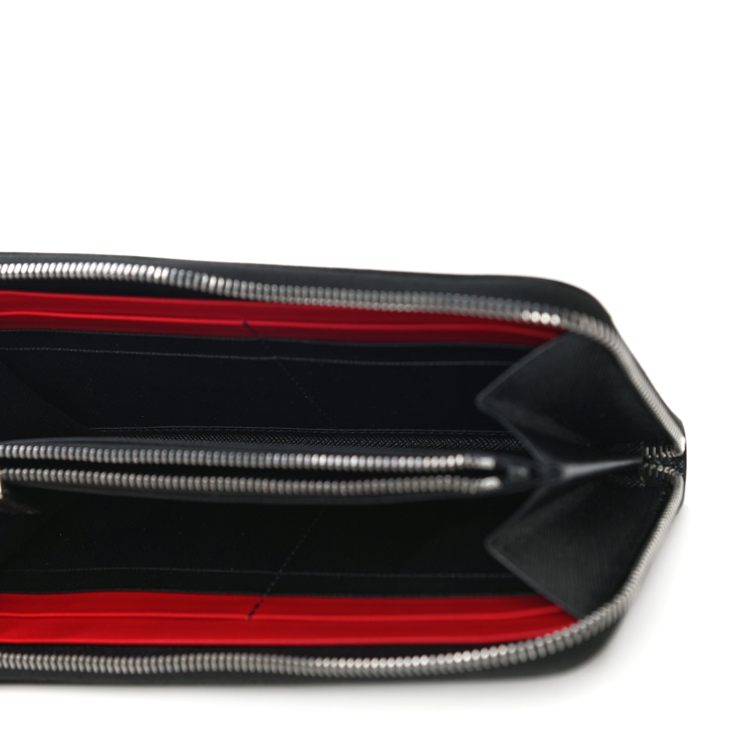Saffiano Zip Around Portfolio Wallet Black Rosso