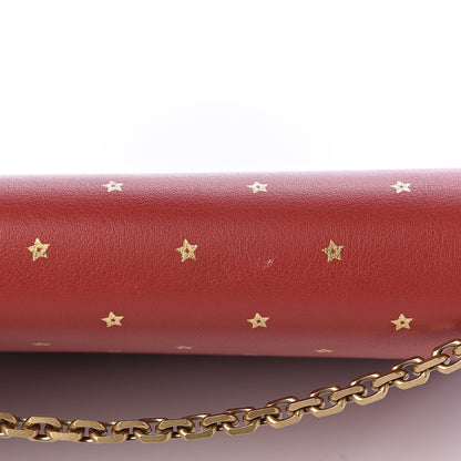 Christian Dior Calfskin Embossed Stars Wallet on Chain Rouge Gold 10 of 10