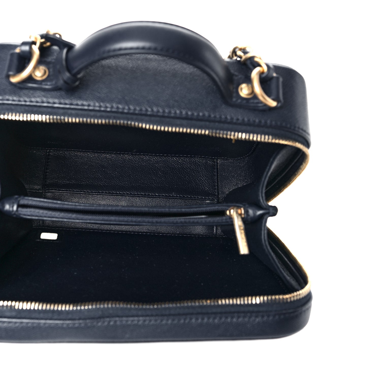 Caviar Quilted Medium CC Filigree Vanity Case Navy