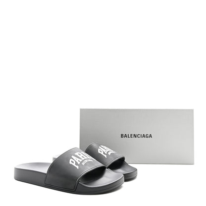 Balenciaga Rubber Paris Logo Womens Slide Sandals 39 Black 8 of 8